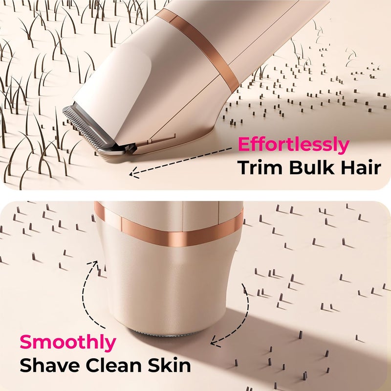 Kaphio Bikini Trimmer for Women Pubic Hair: 2 in 1 Electric Razors for Women - IPX7 Waterproof Lady Shaver for Travel & Home Use (Gold) - Image 4